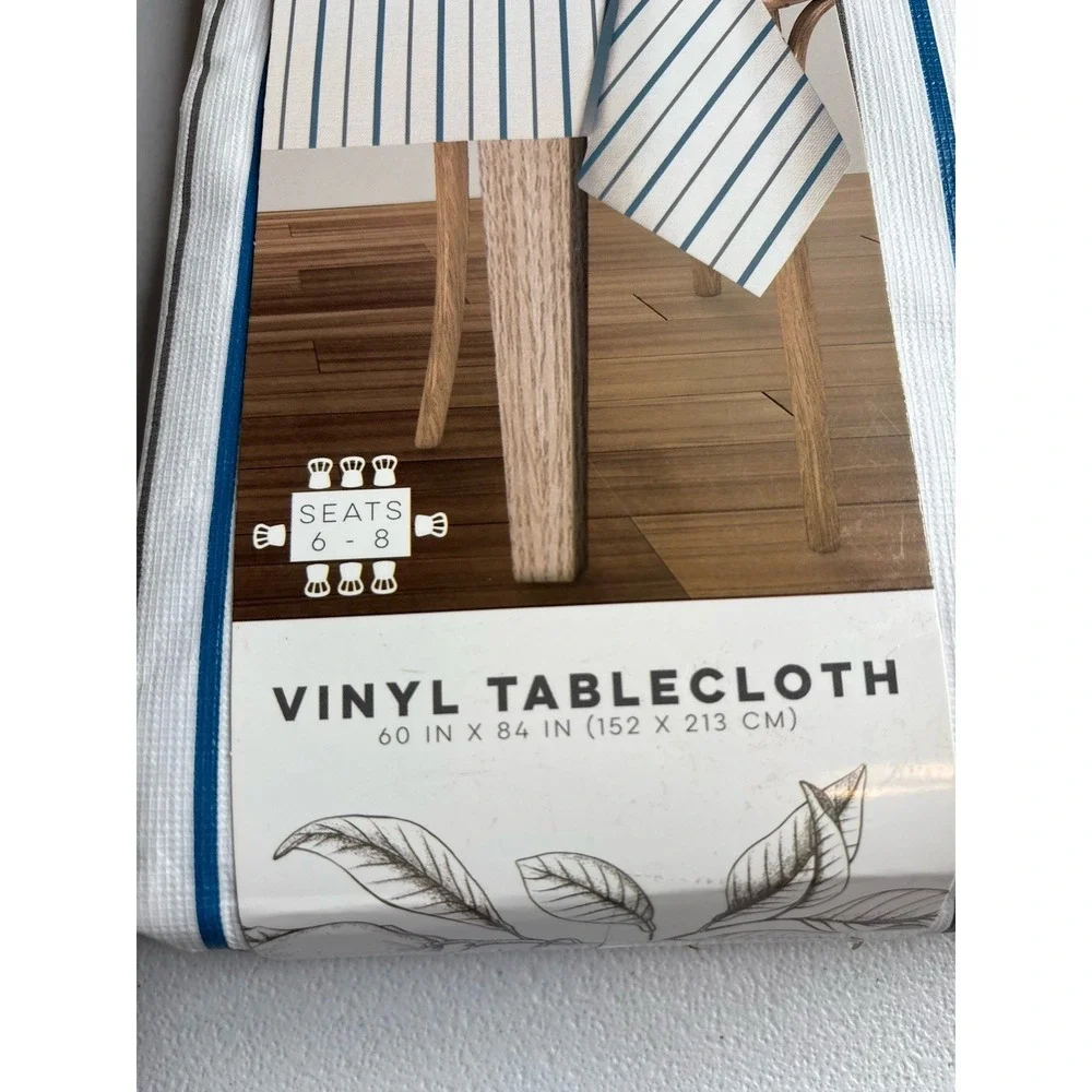 Lintex Vinyl Tablecloth Home Collection Rectangle French Stripe Lot Of 2 New